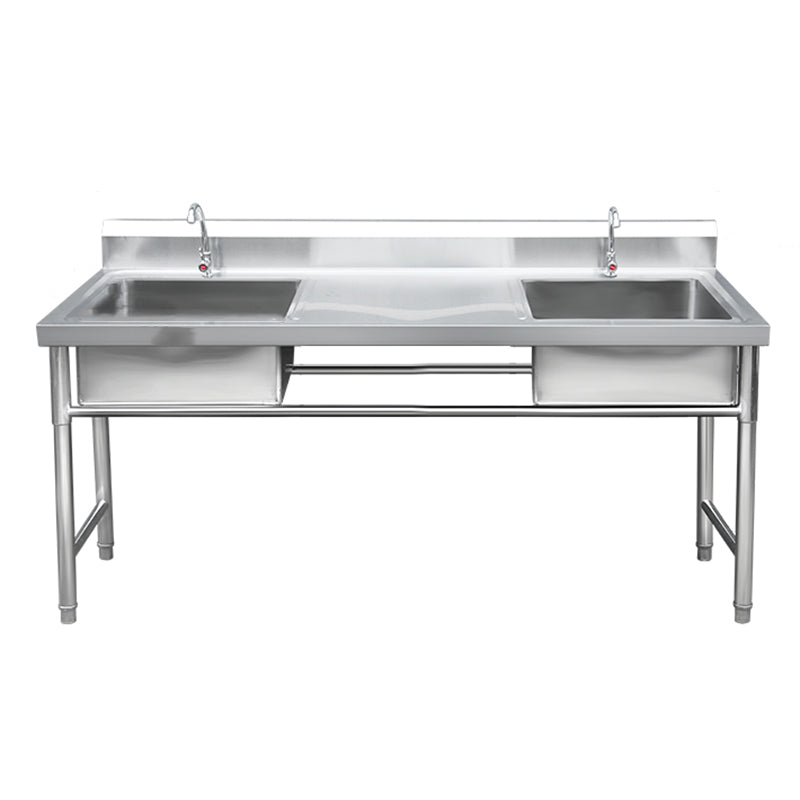Stainless Steel Sink Undermount Kitchen Sink with Faucet and Base 69"L x 24"W x 31"H Symmetrical Double Clearhalo 'Home Improvement' 'home_improvement' 'home_improvement_kitchen_sinks' 'Kitchen Remodel & Kitchen Fixtures' 'Kitchen Sinks & Faucet Components' 'Kitchen Sinks' 'kitchen_sinks' 6150049