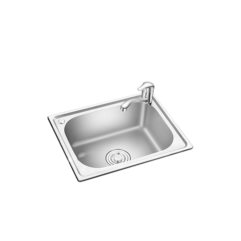 Stainless Steel Sink Drop-In Single Bowl Kitchen Sink with Basket Strainer Clearhalo 'Home Improvement' 'home_improvement' 'home_improvement_kitchen_sinks' 'Kitchen Remodel & Kitchen Fixtures' 'Kitchen Sinks & Faucet Components' 'Kitchen Sinks' 'kitchen_sinks' 6150070