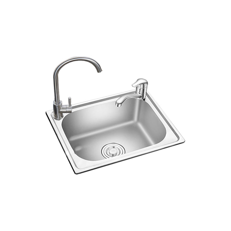 Stainless Steel Sink Drop-In Single Bowl Kitchen Sink with Basket Strainer Clearhalo 'Home Improvement' 'home_improvement' 'home_improvement_kitchen_sinks' 'Kitchen Remodel & Kitchen Fixtures' 'Kitchen Sinks & Faucet Components' 'Kitchen Sinks' 'kitchen_sinks' 6150078