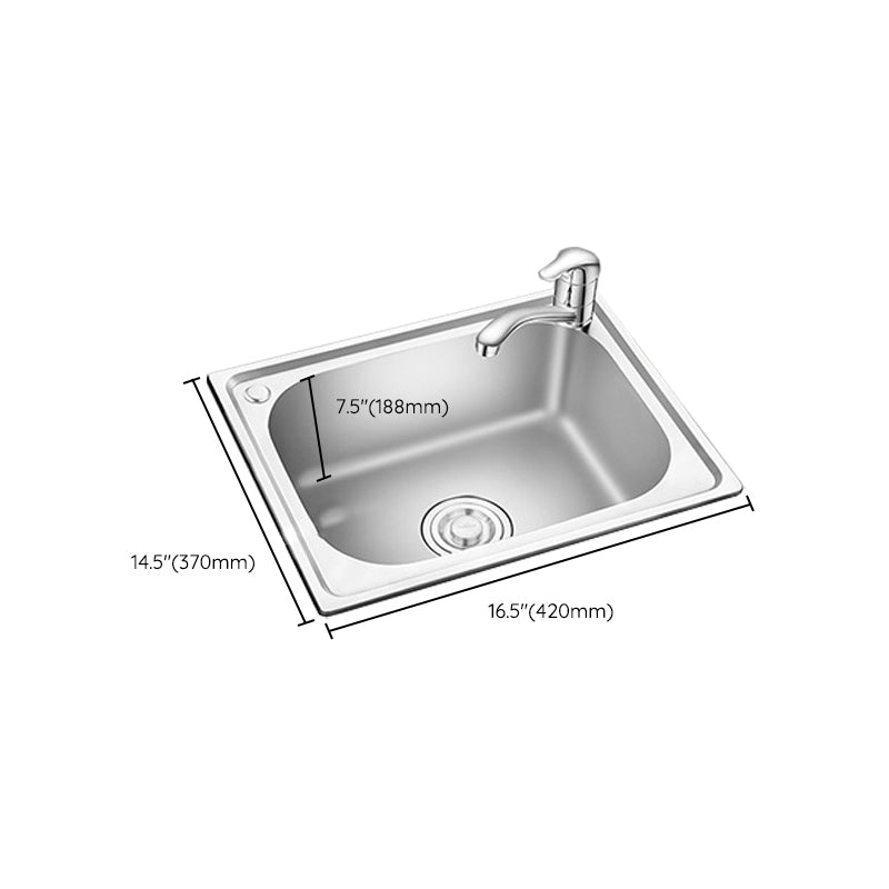 Stainless Steel Sink Drop-In Single Bowl Kitchen Sink with Basket Strainer Clearhalo 'Home Improvement' 'home_improvement' 'home_improvement_kitchen_sinks' 'Kitchen Remodel & Kitchen Fixtures' 'Kitchen Sinks & Faucet Components' 'Kitchen Sinks' 'kitchen_sinks' 6150079