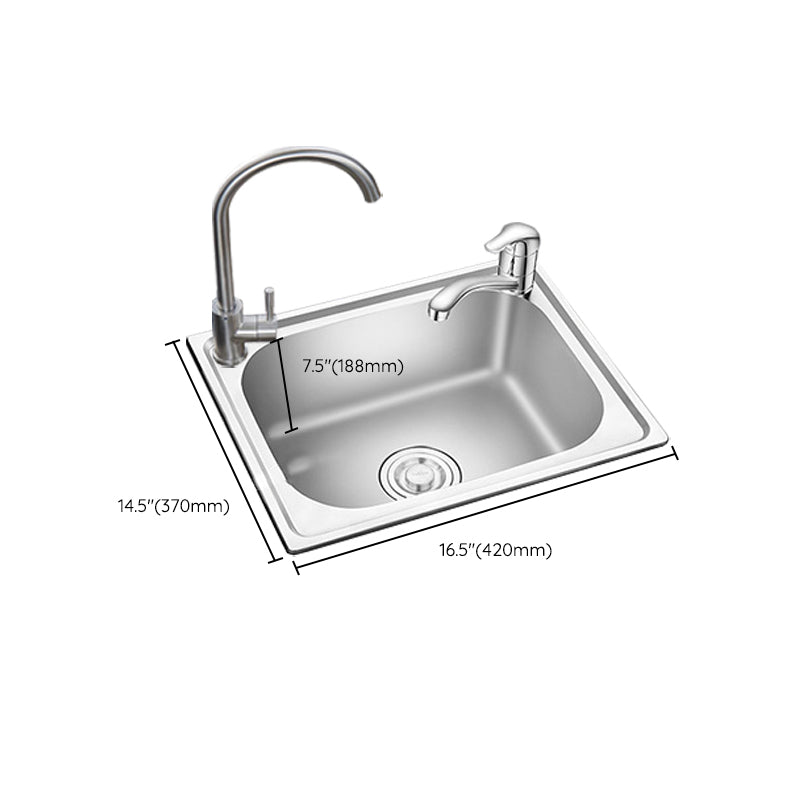 Stainless Steel Sink Drop-In Single Bowl Kitchen Sink with Basket Strainer Clearhalo 'Home Improvement' 'home_improvement' 'home_improvement_kitchen_sinks' 'Kitchen Remodel & Kitchen Fixtures' 'Kitchen Sinks & Faucet Components' 'Kitchen Sinks' 'kitchen_sinks' 6150080