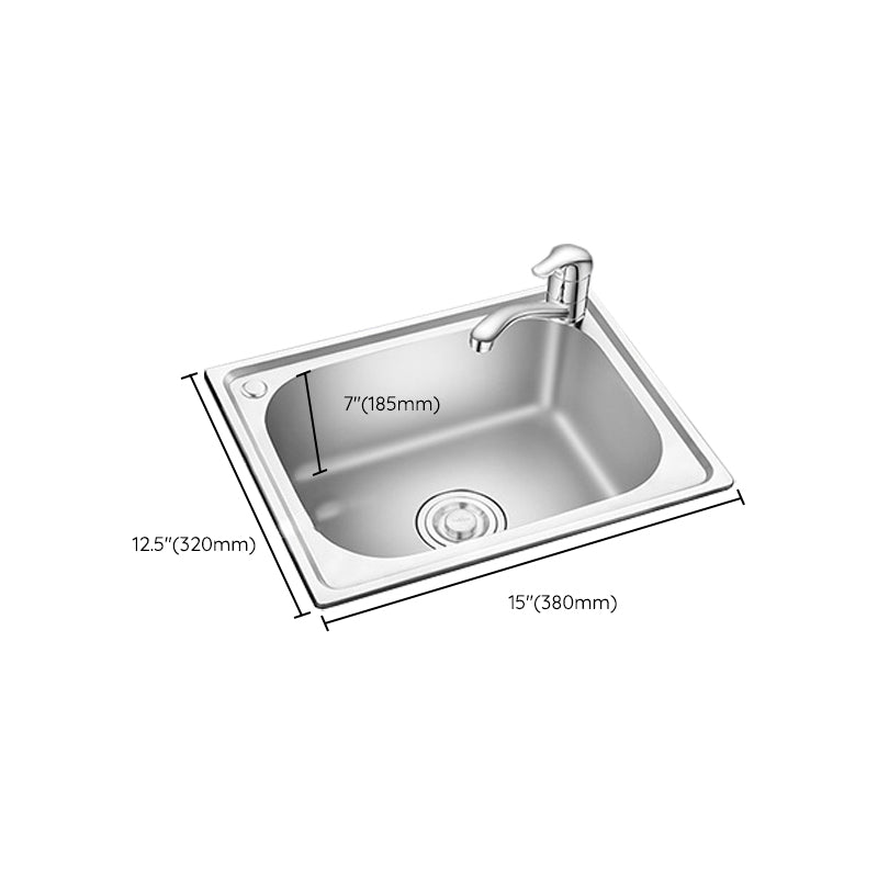 Stainless Steel Sink Drop-In Single Bowl Kitchen Sink with Basket Strainer Clearhalo 'Home Improvement' 'home_improvement' 'home_improvement_kitchen_sinks' 'Kitchen Remodel & Kitchen Fixtures' 'Kitchen Sinks & Faucet Components' 'Kitchen Sinks' 'kitchen_sinks' 6150087