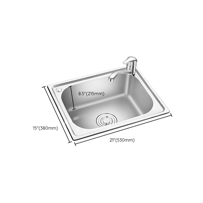 Stainless Steel Sink Drop-In Single Bowl Kitchen Sink with Basket Strainer Clearhalo 'Home Improvement' 'home_improvement' 'home_improvement_kitchen_sinks' 'Kitchen Remodel & Kitchen Fixtures' 'Kitchen Sinks & Faucet Components' 'Kitchen Sinks' 'kitchen_sinks' 6150091