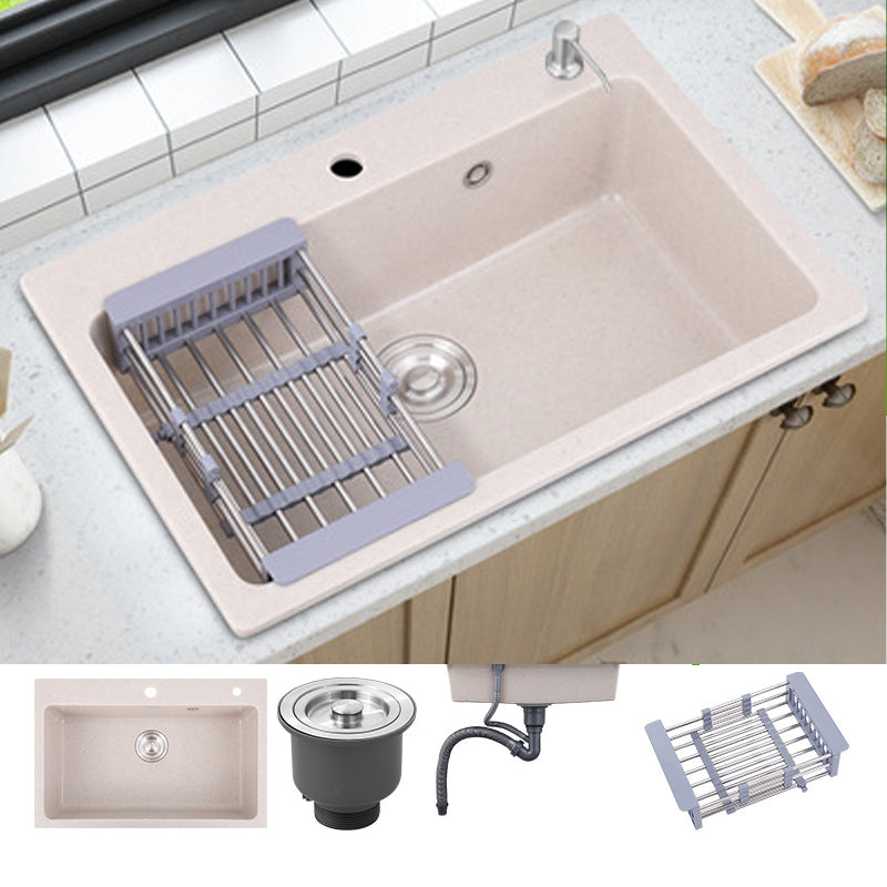 Drop-In Quartz Kitchen Sink Single Bowl Kitchen Sink in White Sink Only None Clearhalo 'Home Improvement' 'home_improvement' 'home_improvement_kitchen_sinks' 'Kitchen Remodel & Kitchen Fixtures' 'Kitchen Sinks & Faucet Components' 'Kitchen Sinks' 'kitchen_sinks' 6150095