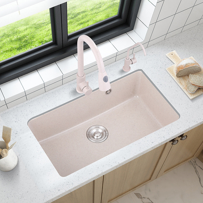 Drop-In Quartz Kitchen Sink Single Bowl Kitchen Sink in White Clearhalo 'Home Improvement' 'home_improvement' 'home_improvement_kitchen_sinks' 'Kitchen Remodel & Kitchen Fixtures' 'Kitchen Sinks & Faucet Components' 'Kitchen Sinks' 'kitchen_sinks' 6150098