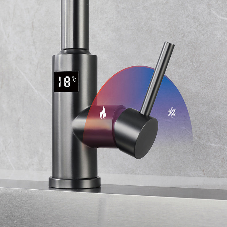 Modern Style Kitchen Faucet Stainless Steel Single Handle Retractable Kitchen Faucet Clearhalo 'Home Improvement' 'home_improvement' 'home_improvement_kitchen_faucets' 'Kitchen Faucets' 'Kitchen Remodel & Kitchen Fixtures' 'Kitchen Sinks & Faucet Components' 'kitchen_faucets' 6150139