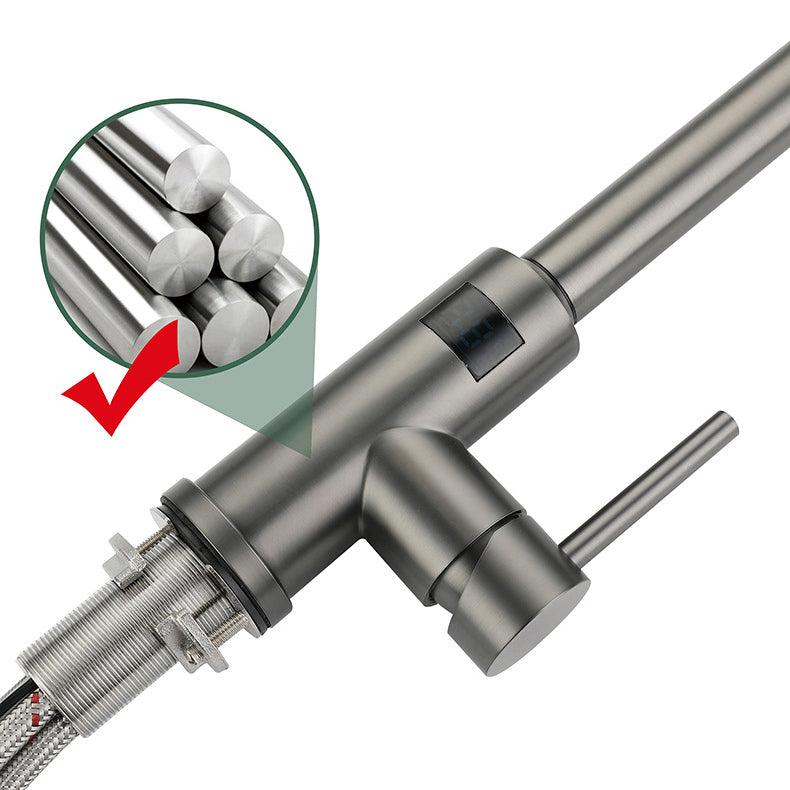 Modern Style Kitchen Faucet Stainless Steel Single Handle Retractable Kitchen Faucet Clearhalo 'Home Improvement' 'home_improvement' 'home_improvement_kitchen_faucets' 'Kitchen Faucets' 'Kitchen Remodel & Kitchen Fixtures' 'Kitchen Sinks & Faucet Components' 'kitchen_faucets' 6150140