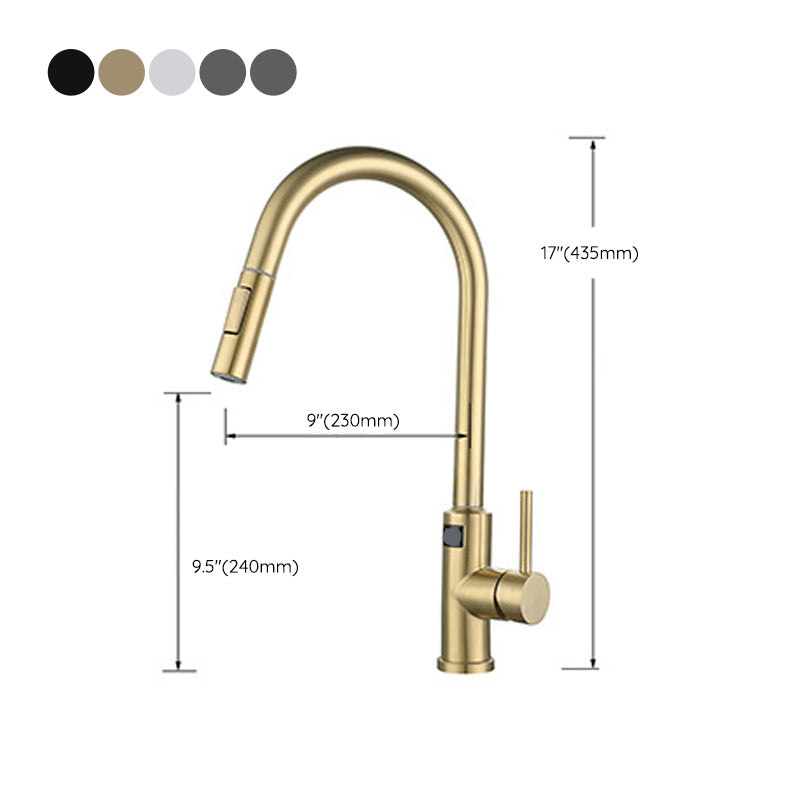 Modern Style Kitchen Faucet Stainless Steel Single Handle Retractable Kitchen Faucet Clearhalo 'Home Improvement' 'home_improvement' 'home_improvement_kitchen_faucets' 'Kitchen Faucets' 'Kitchen Remodel & Kitchen Fixtures' 'Kitchen Sinks & Faucet Components' 'kitchen_faucets' 6150146