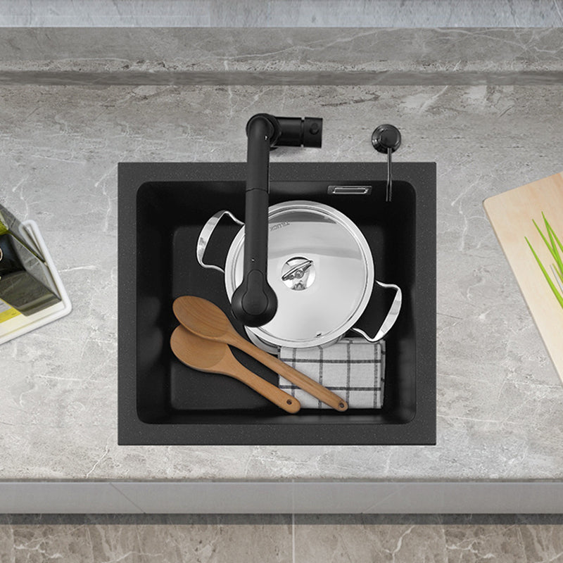 Black Quartz Sink Drop-In Kitchen Sink with with Drain Assembly Clearhalo 'Home Improvement' 'home_improvement' 'home_improvement_kitchen_sinks' 'Kitchen Remodel & Kitchen Fixtures' 'Kitchen Sinks & Faucet Components' 'Kitchen Sinks' 'kitchen_sinks' 6150319