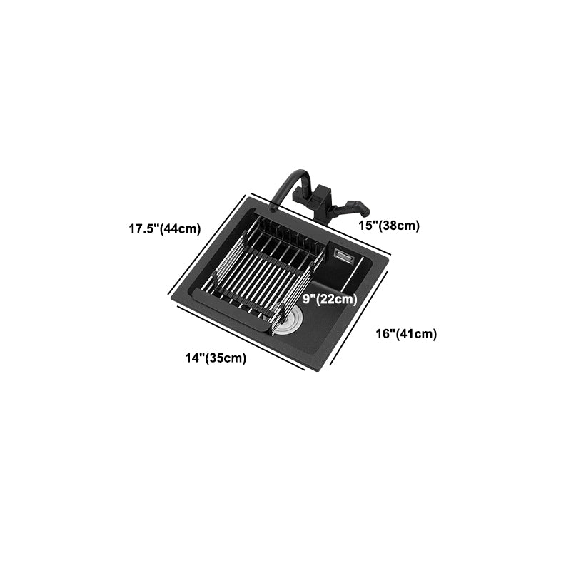 Black Quartz Sink Drop-In Kitchen Sink with with Drain Assembly Clearhalo 'Home Improvement' 'home_improvement' 'home_improvement_kitchen_sinks' 'Kitchen Remodel & Kitchen Fixtures' 'Kitchen Sinks & Faucet Components' 'Kitchen Sinks' 'kitchen_sinks' 6150333