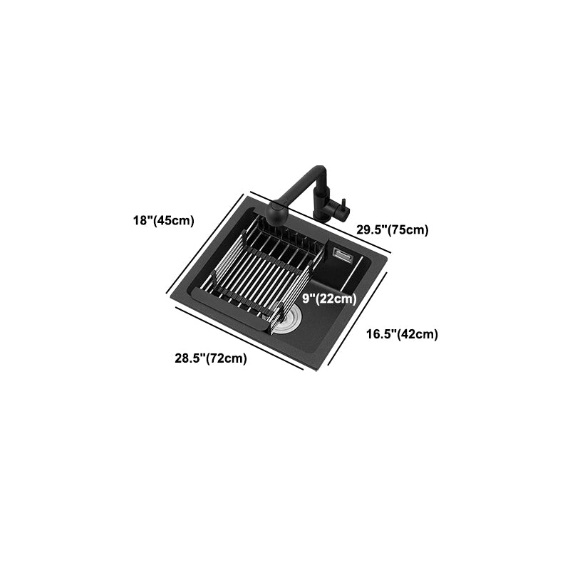 Black Quartz Sink Drop-In Kitchen Sink with with Drain Assembly Clearhalo 'Home Improvement' 'home_improvement' 'home_improvement_kitchen_sinks' 'Kitchen Remodel & Kitchen Fixtures' 'Kitchen Sinks & Faucet Components' 'Kitchen Sinks' 'kitchen_sinks' 6150351