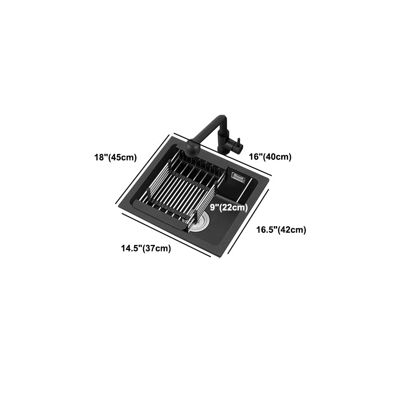 Black Quartz Sink Drop-In Kitchen Sink with with Drain Assembly Clearhalo 'Home Improvement' 'home_improvement' 'home_improvement_kitchen_sinks' 'Kitchen Remodel & Kitchen Fixtures' 'Kitchen Sinks & Faucet Components' 'Kitchen Sinks' 'kitchen_sinks' 6150356