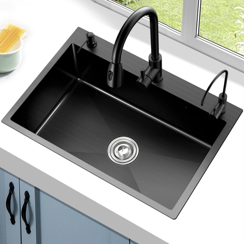 Stainless Steel Kitchen Sink Single Bowl Sink with Faucet and Soap Dispenser Clearhalo 'Home Improvement' 'home_improvement' 'home_improvement_kitchen_sinks' 'Kitchen Remodel & Kitchen Fixtures' 'Kitchen Sinks & Faucet Components' 'Kitchen Sinks' 'kitchen_sinks' 6150358