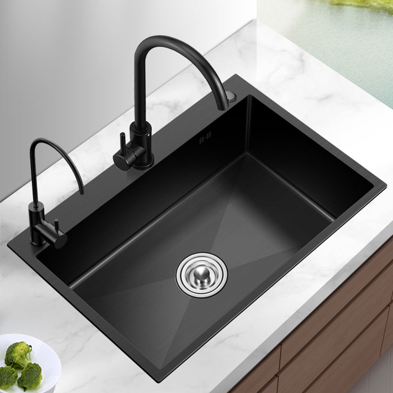 Stainless Steel Kitchen Sink Single Bowl Sink with Faucet and Soap Dispenser Clearhalo 'Home Improvement' 'home_improvement' 'home_improvement_kitchen_sinks' 'Kitchen Remodel & Kitchen Fixtures' 'Kitchen Sinks & Faucet Components' 'Kitchen Sinks' 'kitchen_sinks' 6150361