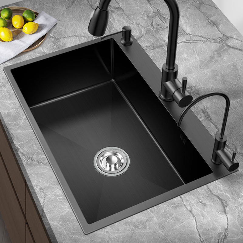 Stainless Steel Kitchen Sink Single Bowl Sink with Faucet and Soap Dispenser Clearhalo 'Home Improvement' 'home_improvement' 'home_improvement_kitchen_sinks' 'Kitchen Remodel & Kitchen Fixtures' 'Kitchen Sinks & Faucet Components' 'Kitchen Sinks' 'kitchen_sinks' 6150363