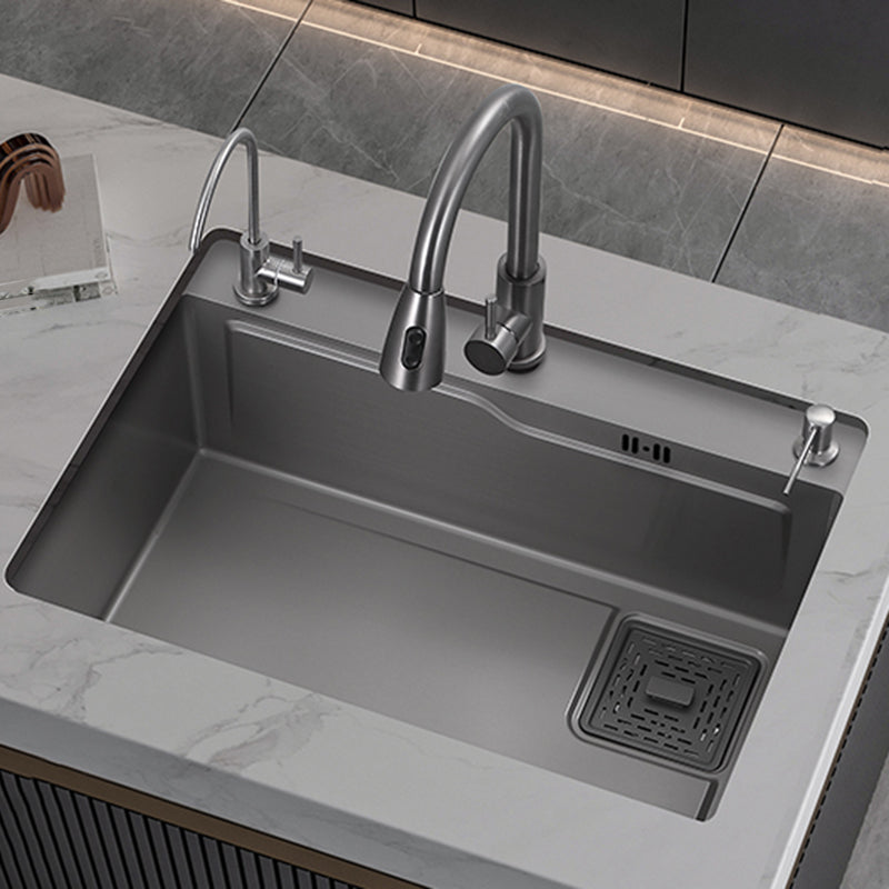 Stainless Steel Kitchen Sink Single Bowl Drop-In Sink with 3 Holes Clearhalo 'Home Improvement' 'home_improvement' 'home_improvement_kitchen_sinks' 'Kitchen Remodel & Kitchen Fixtures' 'Kitchen Sinks & Faucet Components' 'Kitchen Sinks' 'kitchen_sinks' 6150392