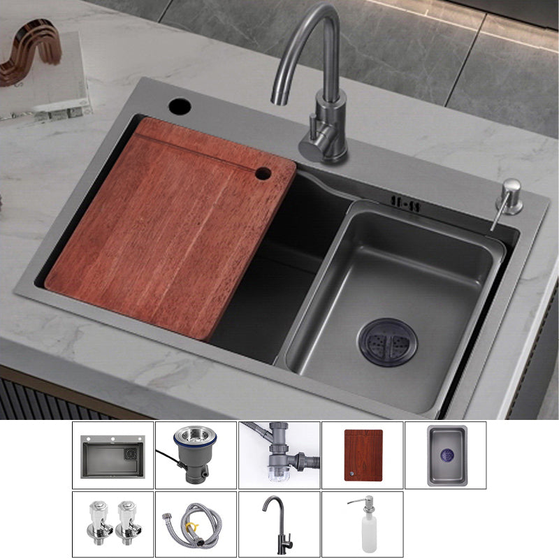 Stainless Steel Kitchen Sink Single Bowl Drop-In Sink with 3 Holes Sink with Faucet Round Faucet Clearhalo 'Home Improvement' 'home_improvement' 'home_improvement_kitchen_sinks' 'Kitchen Remodel & Kitchen Fixtures' 'Kitchen Sinks & Faucet Components' 'Kitchen Sinks' 'kitchen_sinks' 6150395