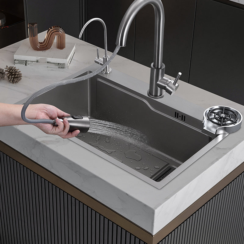 Stainless Steel Kitchen Sink Single Bowl Drop-In Sink with 3 Holes Clearhalo 'Home Improvement' 'home_improvement' 'home_improvement_kitchen_sinks' 'Kitchen Remodel & Kitchen Fixtures' 'Kitchen Sinks & Faucet Components' 'Kitchen Sinks' 'kitchen_sinks' 6150396