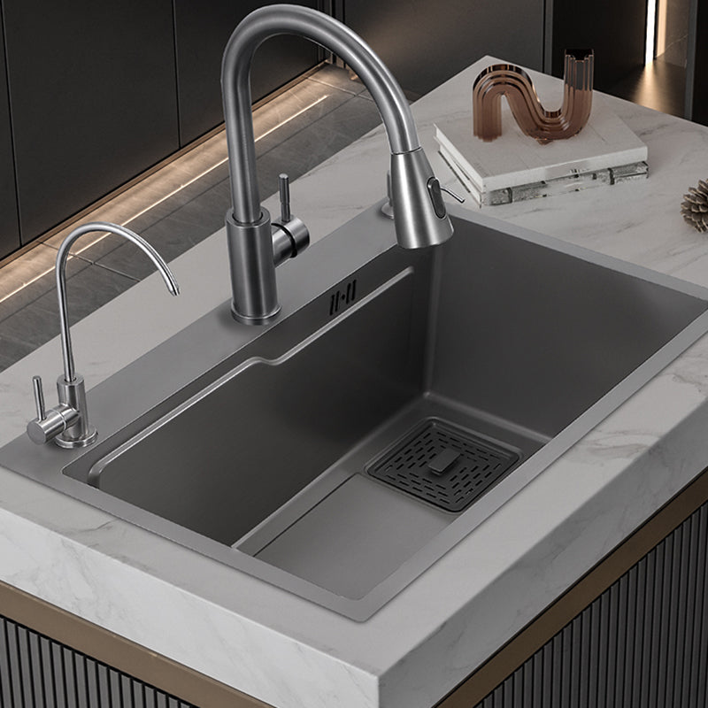 Stainless Steel Kitchen Sink Single Bowl Drop-In Sink with 3 Holes Clearhalo 'Home Improvement' 'home_improvement' 'home_improvement_kitchen_sinks' 'Kitchen Remodel & Kitchen Fixtures' 'Kitchen Sinks & Faucet Components' 'Kitchen Sinks' 'kitchen_sinks' 6150402