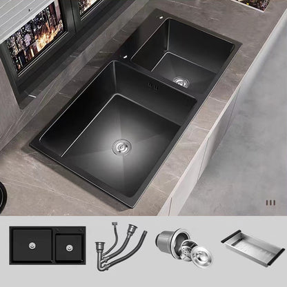 Stainless Steel Double Basin Sink Drop-In Kitchen Sink with Drain Assembly Sink Only None Clearhalo 'Home Improvement' 'home_improvement' 'home_improvement_kitchen_sinks' 'Kitchen Remodel & Kitchen Fixtures' 'Kitchen Sinks & Faucet Components' 'Kitchen Sinks' 'kitchen_sinks' 6150433