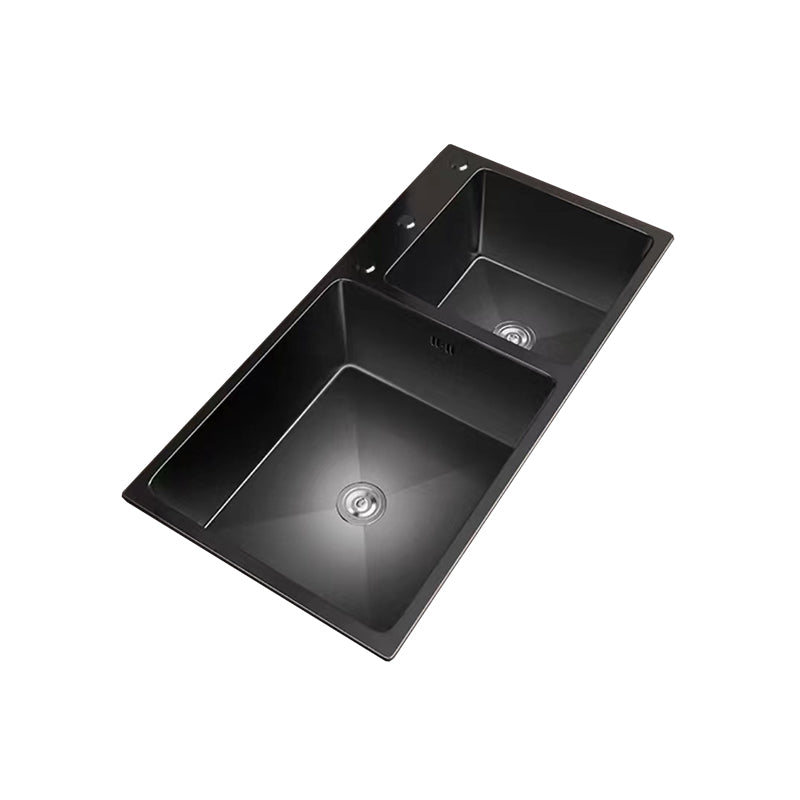 Stainless Steel Double Basin Sink Drop-In Kitchen Sink with Drain Assembly Clearhalo 'Home Improvement' 'home_improvement' 'home_improvement_kitchen_sinks' 'Kitchen Remodel & Kitchen Fixtures' 'Kitchen Sinks & Faucet Components' 'Kitchen Sinks' 'kitchen_sinks' 6150440