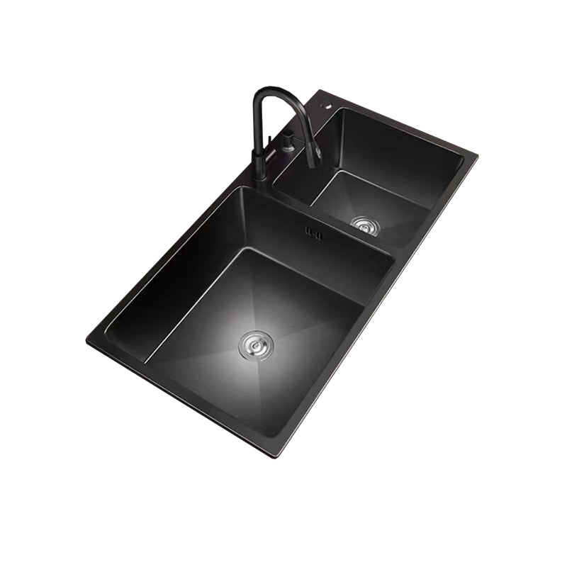 Stainless Steel Double Basin Sink Drop-In Kitchen Sink with Drain Assembly Clearhalo 'Home Improvement' 'home_improvement' 'home_improvement_kitchen_sinks' 'Kitchen Remodel & Kitchen Fixtures' 'Kitchen Sinks & Faucet Components' 'Kitchen Sinks' 'kitchen_sinks' 6150451