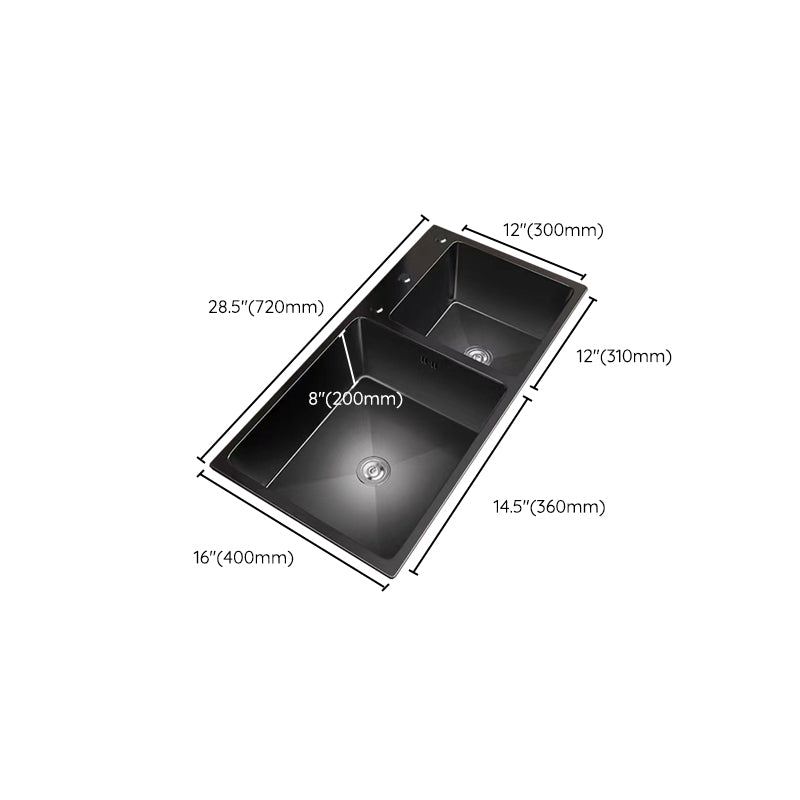 Stainless Steel Double Basin Sink Drop-In Kitchen Sink with Drain Assembly Clearhalo 'Home Improvement' 'home_improvement' 'home_improvement_kitchen_sinks' 'Kitchen Remodel & Kitchen Fixtures' 'Kitchen Sinks & Faucet Components' 'Kitchen Sinks' 'kitchen_sinks' 6150454