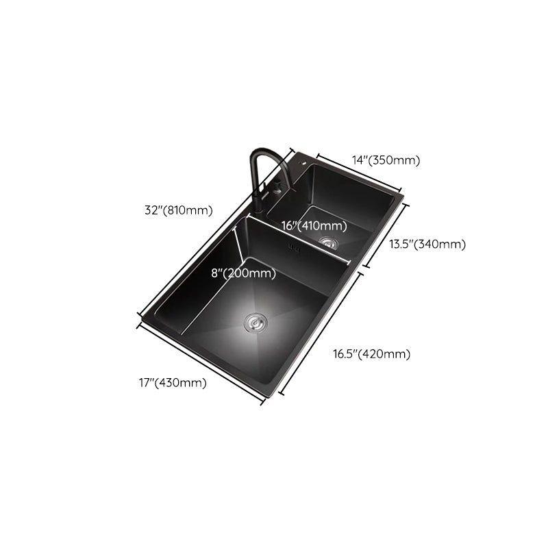 Stainless Steel Double Basin Sink Drop-In Kitchen Sink with Drain Assembly Clearhalo 'Home Improvement' 'home_improvement' 'home_improvement_kitchen_sinks' 'Kitchen Remodel & Kitchen Fixtures' 'Kitchen Sinks & Faucet Components' 'Kitchen Sinks' 'kitchen_sinks' 6150463