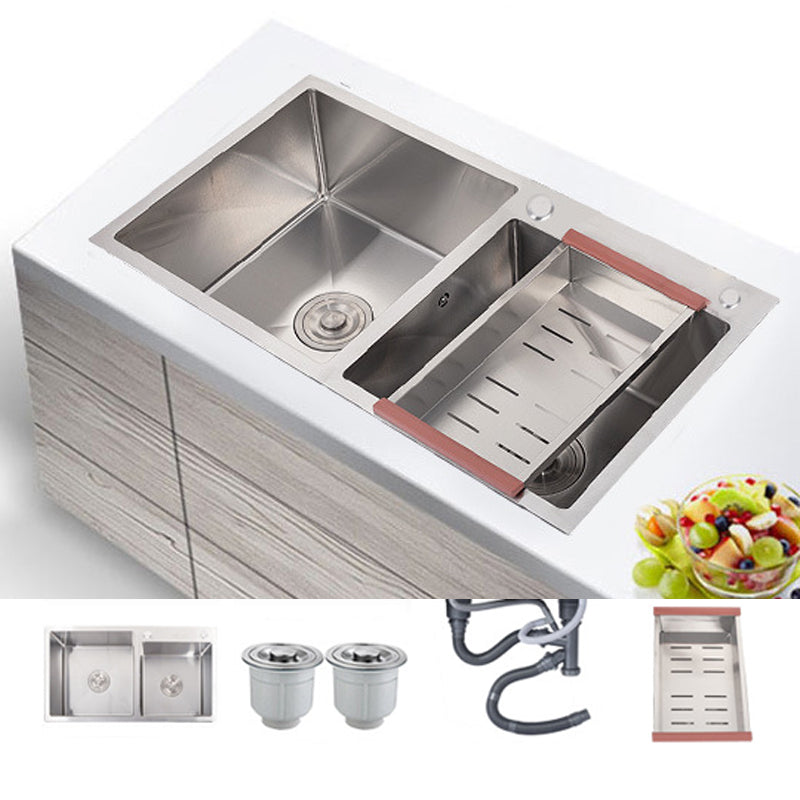 Stainless Steel Contemporary Sink for Kitchen Double Drop-In Kitchen Sink Sink Only None Clearhalo 'Home Improvement' 'home_improvement' 'home_improvement_kitchen_sinks' 'Kitchen Remodel & Kitchen Fixtures' 'Kitchen Sinks & Faucet Components' 'Kitchen Sinks' 'kitchen_sinks' 6150478
