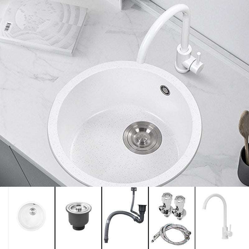 White 9" H Sink Single Bowl Drop-In Kitchen Sink with Soundproofing Sink with Faucet Round Faucet Clearhalo 'Home Improvement' 'home_improvement' 'home_improvement_kitchen_sinks' 'Kitchen Remodel & Kitchen Fixtures' 'Kitchen Sinks & Faucet Components' 'Kitchen Sinks' 'kitchen_sinks' 6150536