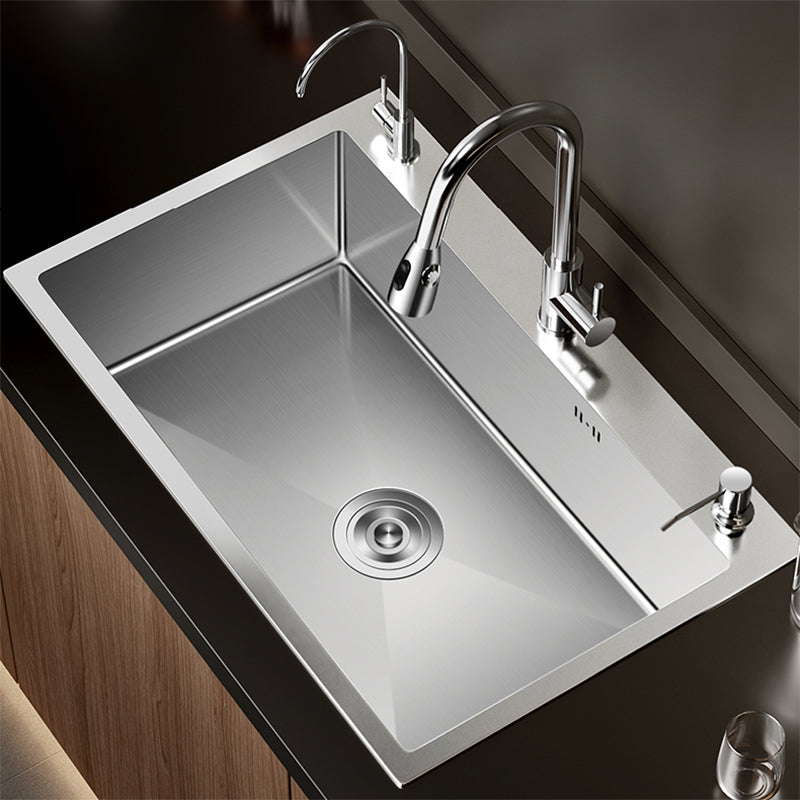 Stainless Steel Drop-In Kitchen Sink Single Bowl Sink with 3 Holes Clearhalo 'Home Improvement' 'home_improvement' 'home_improvement_kitchen_sinks' 'Kitchen Remodel & Kitchen Fixtures' 'Kitchen Sinks & Faucet Components' 'Kitchen Sinks' 'kitchen_sinks' 6150582