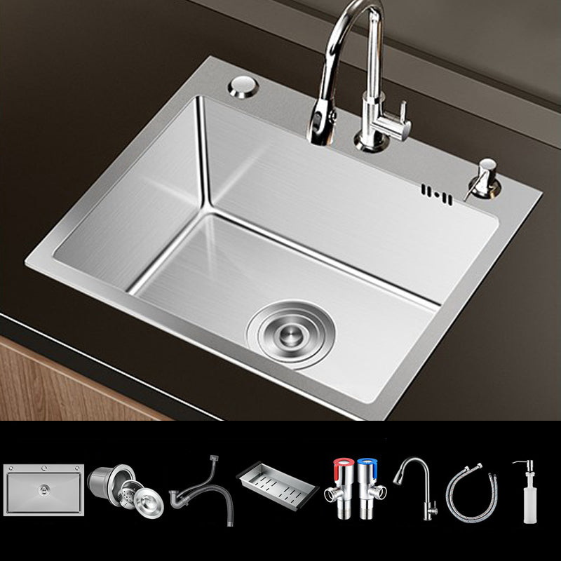 Stainless Steel Drop-In Kitchen Sink Single Bowl Sink with 3 Holes 20"L x 16"W x 8"H Sink with Faucet Pull Out Faucet Clearhalo 'Home Improvement' 'home_improvement' 'home_improvement_kitchen_sinks' 'Kitchen Remodel & Kitchen Fixtures' 'Kitchen Sinks & Faucet Components' 'Kitchen Sinks' 'kitchen_sinks' 6150583