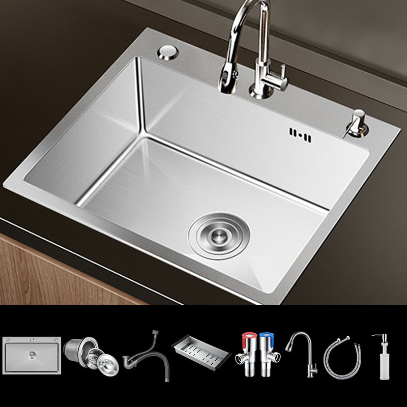 Stainless Steel Drop-In Kitchen Sink Single Bowl Sink with 3 Holes 22"L x 18"W x 8"H Sink with Faucet Pull Out Faucet Clearhalo 'Home Improvement' 'home_improvement' 'home_improvement_kitchen_sinks' 'Kitchen Remodel & Kitchen Fixtures' 'Kitchen Sinks & Faucet Components' 'Kitchen Sinks' 'kitchen_sinks' 6150585
