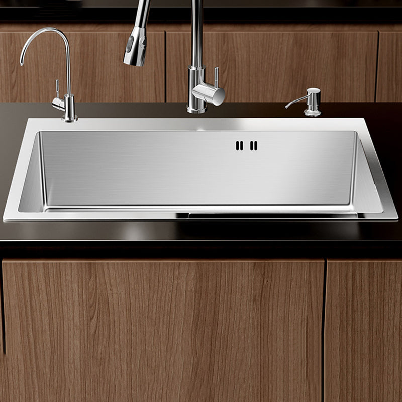 Stainless Steel Drop-In Kitchen Sink Single Bowl Sink with 3 Holes Clearhalo 'Home Improvement' 'home_improvement' 'home_improvement_kitchen_sinks' 'Kitchen Remodel & Kitchen Fixtures' 'Kitchen Sinks & Faucet Components' 'Kitchen Sinks' 'kitchen_sinks' 6150586