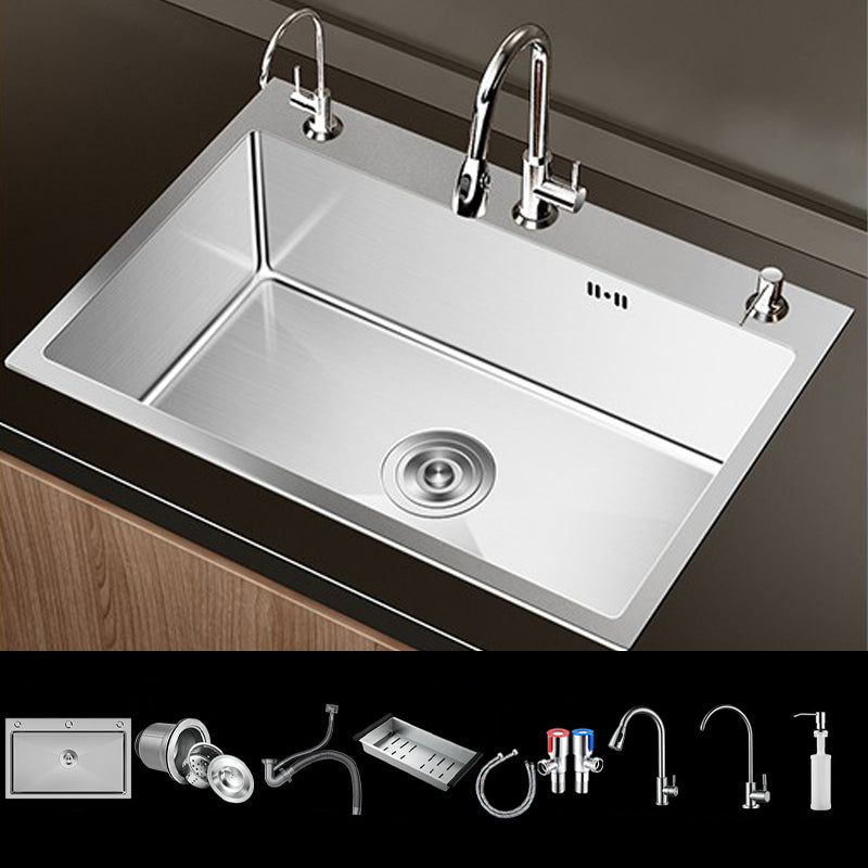 Stainless Steel Drop-In Kitchen Sink Single Bowl Sink with 3 Holes 27"L x 18"W x 8"H Sink with Faucet Faucet with Water Filtration Clearhalo 'Home Improvement' 'home_improvement' 'home_improvement_kitchen_sinks' 'Kitchen Remodel & Kitchen Fixtures' 'Kitchen Sinks & Faucet Components' 'Kitchen Sinks' 'kitchen_sinks' 6150613