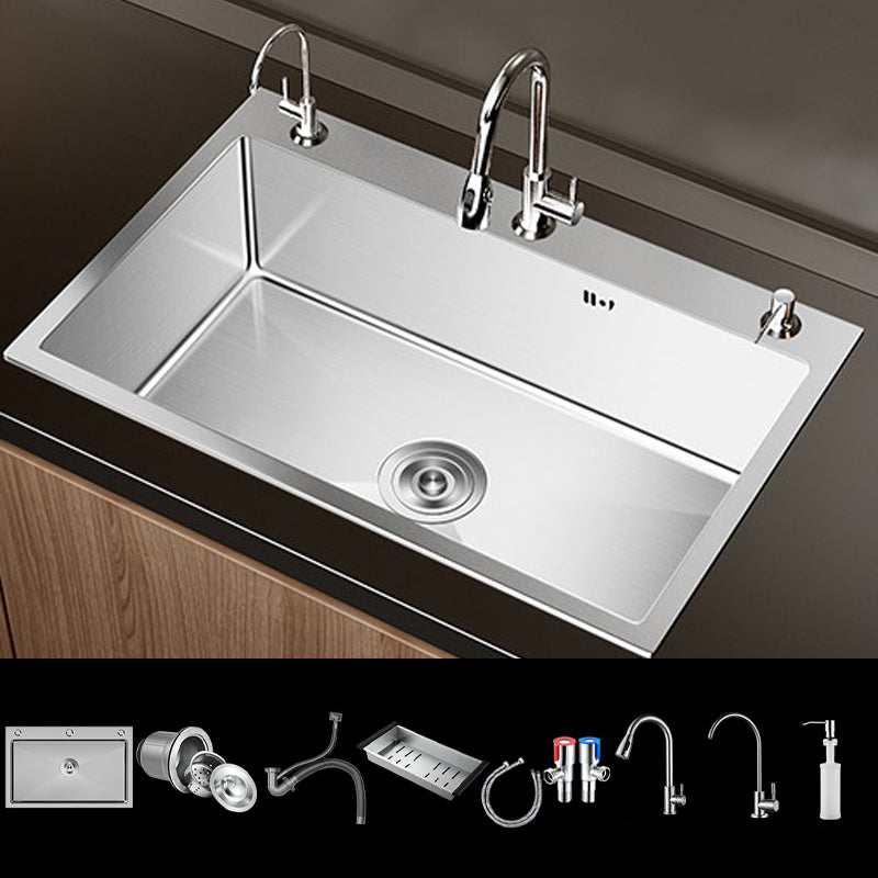 Stainless Steel Drop-In Kitchen Sink Single Bowl Sink with 3 Holes 31"L x 17"W x 8"H Sink with Faucet Faucet with Water Filtration Clearhalo 'Home Improvement' 'home_improvement' 'home_improvement_kitchen_sinks' 'Kitchen Remodel & Kitchen Fixtures' 'Kitchen Sinks & Faucet Components' 'Kitchen Sinks' 'kitchen_sinks' 6150615