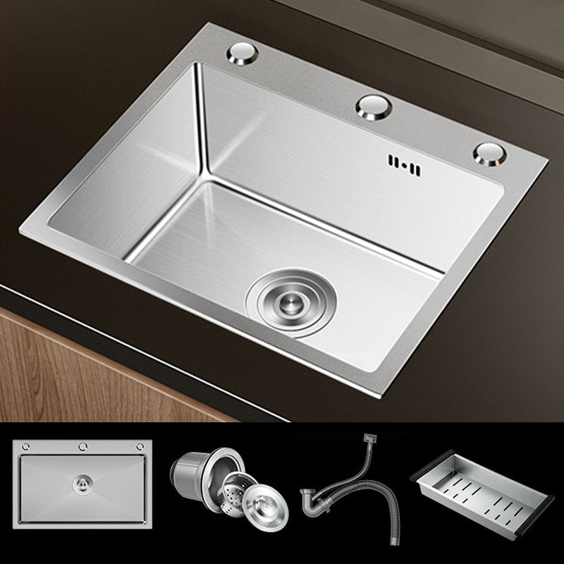Stainless Steel Drop-In Kitchen Sink Single Bowl Sink with 3 Holes 20"L x 16"W x 8"H Sink Only None Clearhalo 'Home Improvement' 'home_improvement' 'home_improvement_kitchen_sinks' 'Kitchen Remodel & Kitchen Fixtures' 'Kitchen Sinks & Faucet Components' 'Kitchen Sinks' 'kitchen_sinks' 6150616