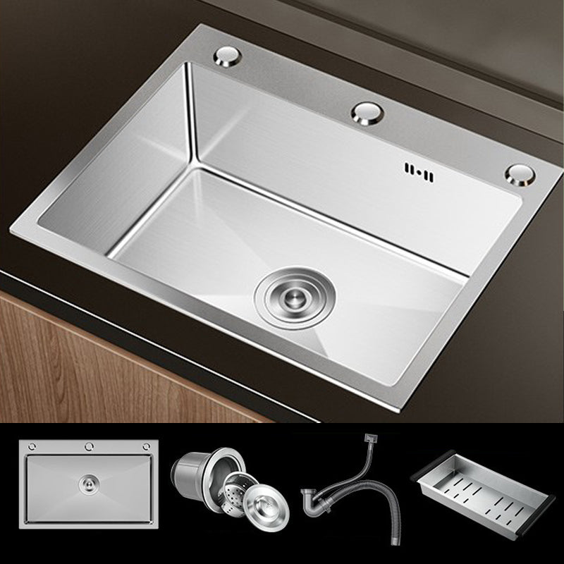 Stainless Steel Drop-In Kitchen Sink Single Bowl Sink with 3 Holes 24"L x 18"W x 8"H Sink Only None Clearhalo 'Home Improvement' 'home_improvement' 'home_improvement_kitchen_sinks' 'Kitchen Remodel & Kitchen Fixtures' 'Kitchen Sinks & Faucet Components' 'Kitchen Sinks' 'kitchen_sinks' 6150618