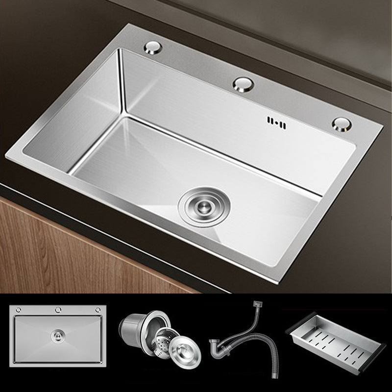 Stainless Steel Drop-In Kitchen Sink Single Bowl Sink with 3 Holes 26"L x 18"W x 8"H Sink Only None Clearhalo 'Home Improvement' 'home_improvement' 'home_improvement_kitchen_sinks' 'Kitchen Remodel & Kitchen Fixtures' 'Kitchen Sinks & Faucet Components' 'Kitchen Sinks' 'kitchen_sinks' 6150619