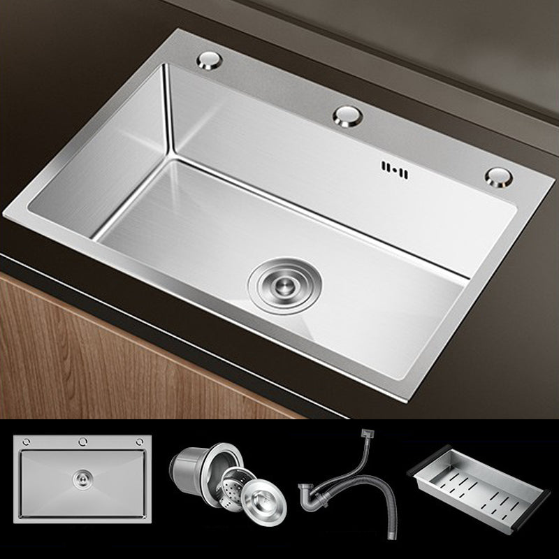 Stainless Steel Drop-In Kitchen Sink Single Bowl Sink with 3 Holes 27"L x 18"W x 8"H Sink Only None Clearhalo 'Home Improvement' 'home_improvement' 'home_improvement_kitchen_sinks' 'Kitchen Remodel & Kitchen Fixtures' 'Kitchen Sinks & Faucet Components' 'Kitchen Sinks' 'kitchen_sinks' 6150620