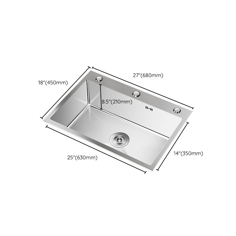 Stainless Steel Drop-In Kitchen Sink Single Bowl Sink with 3 Holes Clearhalo 'Home Improvement' 'home_improvement' 'home_improvement_kitchen_sinks' 'Kitchen Remodel & Kitchen Fixtures' 'Kitchen Sinks & Faucet Components' 'Kitchen Sinks' 'kitchen_sinks' 6150625