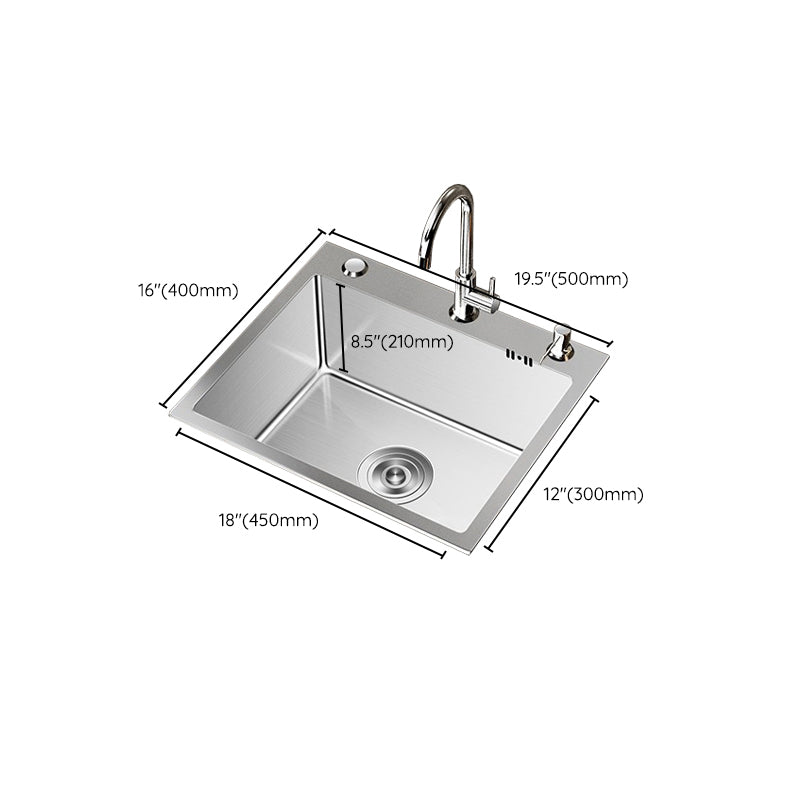 Stainless Steel Drop-In Kitchen Sink Single Bowl Sink with 3 Holes Clearhalo 'Home Improvement' 'home_improvement' 'home_improvement_kitchen_sinks' 'Kitchen Remodel & Kitchen Fixtures' 'Kitchen Sinks & Faucet Components' 'Kitchen Sinks' 'kitchen_sinks' 6150626