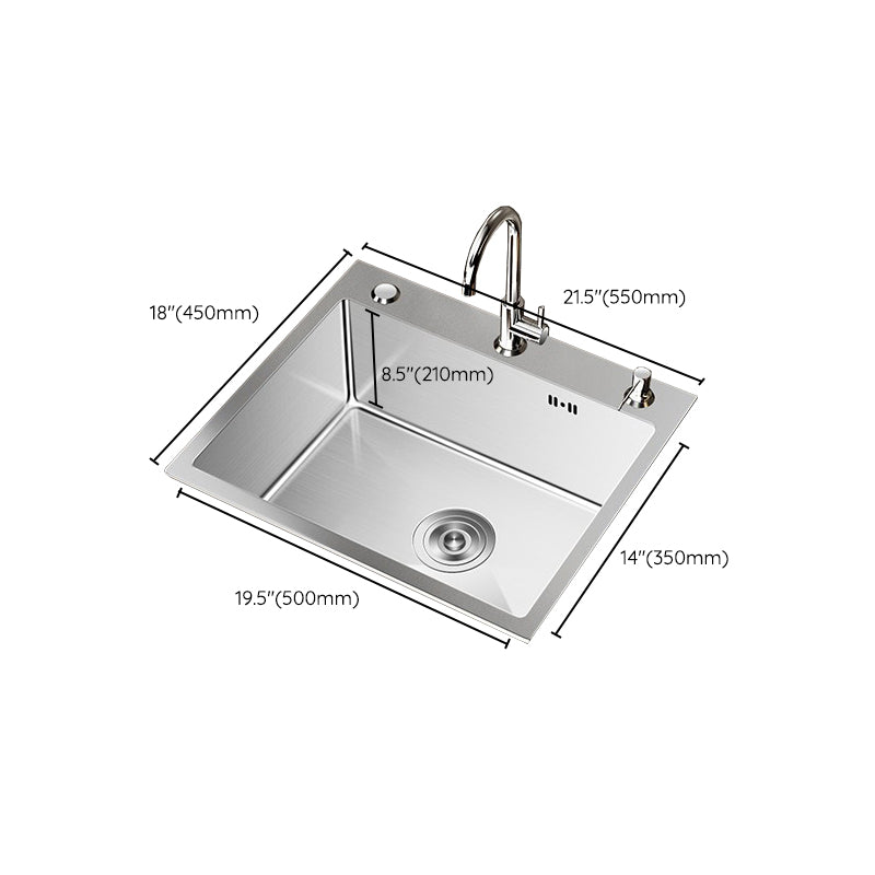 Stainless Steel Drop-In Kitchen Sink Single Bowl Sink with 3 Holes Clearhalo 'Home Improvement' 'home_improvement' 'home_improvement_kitchen_sinks' 'Kitchen Remodel & Kitchen Fixtures' 'Kitchen Sinks & Faucet Components' 'Kitchen Sinks' 'kitchen_sinks' 6150627