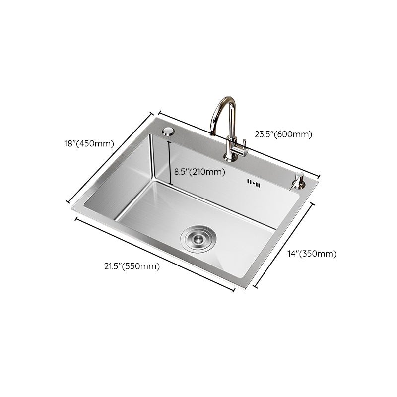 Stainless Steel Drop-In Kitchen Sink Single Bowl Sink with 3 Holes Clearhalo 'Home Improvement' 'home_improvement' 'home_improvement_kitchen_sinks' 'Kitchen Remodel & Kitchen Fixtures' 'Kitchen Sinks & Faucet Components' 'Kitchen Sinks' 'kitchen_sinks' 6150628