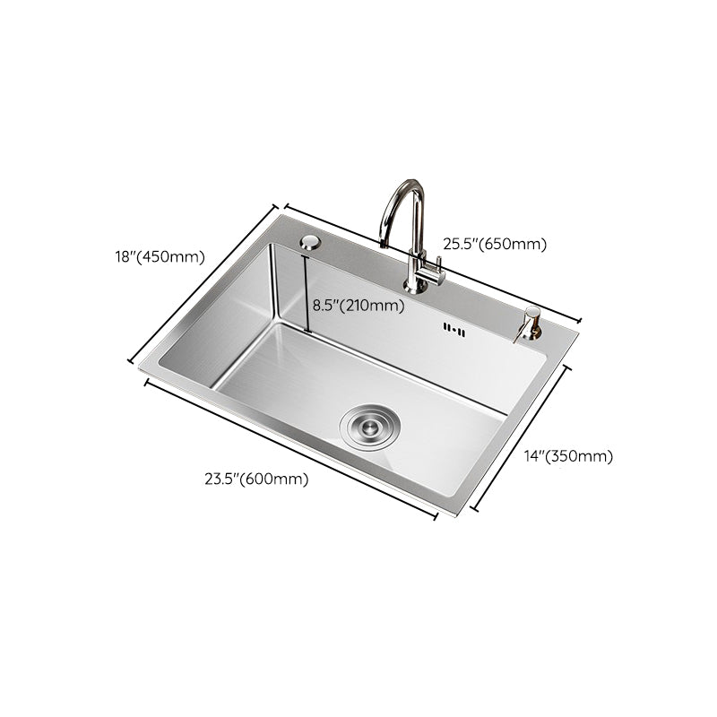 Stainless Steel Drop-In Kitchen Sink Single Bowl Sink with 3 Holes Clearhalo 'Home Improvement' 'home_improvement' 'home_improvement_kitchen_sinks' 'Kitchen Remodel & Kitchen Fixtures' 'Kitchen Sinks & Faucet Components' 'Kitchen Sinks' 'kitchen_sinks' 6150629