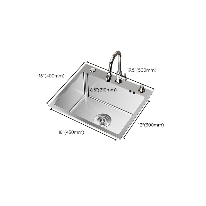 Stainless Steel Drop-In Kitchen Sink Single Bowl Sink with 3 Holes Clearhalo 'Home Improvement' 'home_improvement' 'home_improvement_kitchen_sinks' 'Kitchen Remodel & Kitchen Fixtures' 'Kitchen Sinks & Faucet Components' 'Kitchen Sinks' 'kitchen_sinks' 6150632
