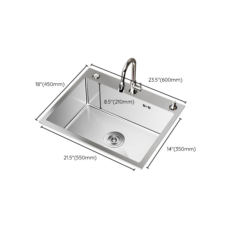 Stainless Steel Drop-In Kitchen Sink Single Bowl Sink with 3 Holes Clearhalo 'Home Improvement' 'home_improvement' 'home_improvement_kitchen_sinks' 'Kitchen Remodel & Kitchen Fixtures' 'Kitchen Sinks & Faucet Components' 'Kitchen Sinks' 'kitchen_sinks' 6150634