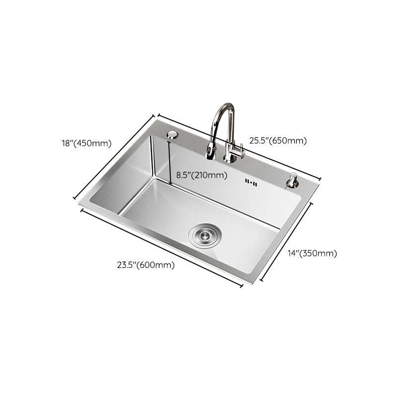 Stainless Steel Drop-In Kitchen Sink Single Bowl Sink with 3 Holes Clearhalo 'Home Improvement' 'home_improvement' 'home_improvement_kitchen_sinks' 'Kitchen Remodel & Kitchen Fixtures' 'Kitchen Sinks & Faucet Components' 'Kitchen Sinks' 'kitchen_sinks' 6150635