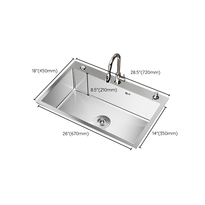 Stainless Steel Drop-In Kitchen Sink Single Bowl Sink with 3 Holes Clearhalo 'Home Improvement' 'home_improvement' 'home_improvement_kitchen_sinks' 'Kitchen Remodel & Kitchen Fixtures' 'Kitchen Sinks & Faucet Components' 'Kitchen Sinks' 'kitchen_sinks' 6150637
