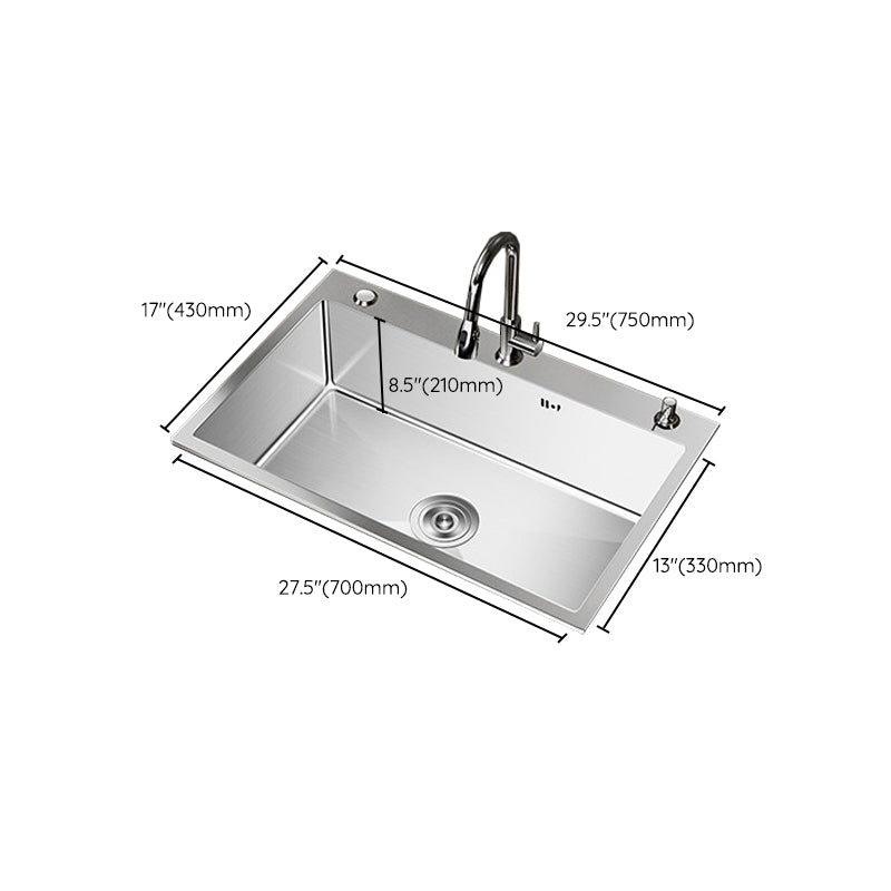 Stainless Steel Drop-In Kitchen Sink Single Bowl Sink with 3 Holes Clearhalo 'Home Improvement' 'home_improvement' 'home_improvement_kitchen_sinks' 'Kitchen Remodel & Kitchen Fixtures' 'Kitchen Sinks & Faucet Components' 'Kitchen Sinks' 'kitchen_sinks' 6150638